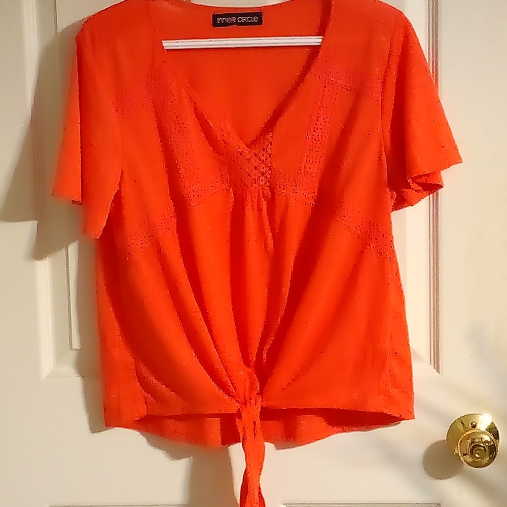 Orange top with tie front